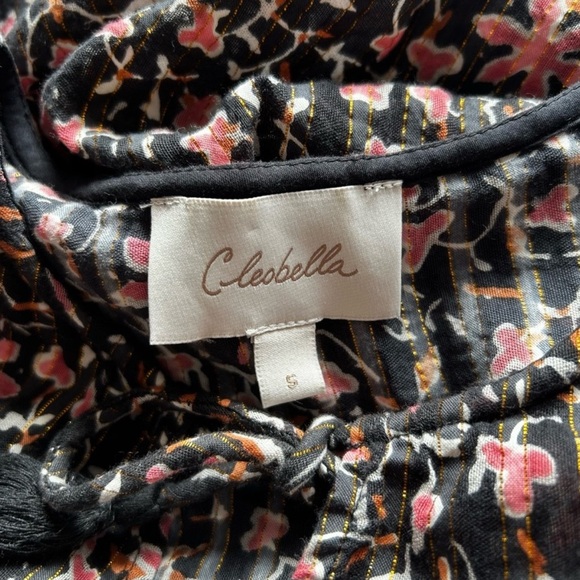 Cleobella Sz Small Brynlee Floral Top Organic Cotton Lurex Balloon Sleeves - Picture 6 of 11
